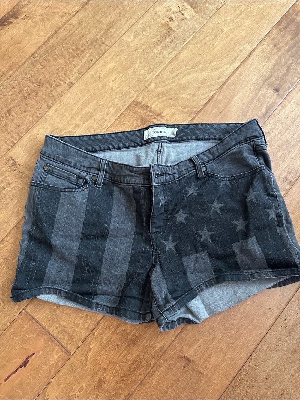 torrid Black Star & Stripe Denim Cutoff Shorts